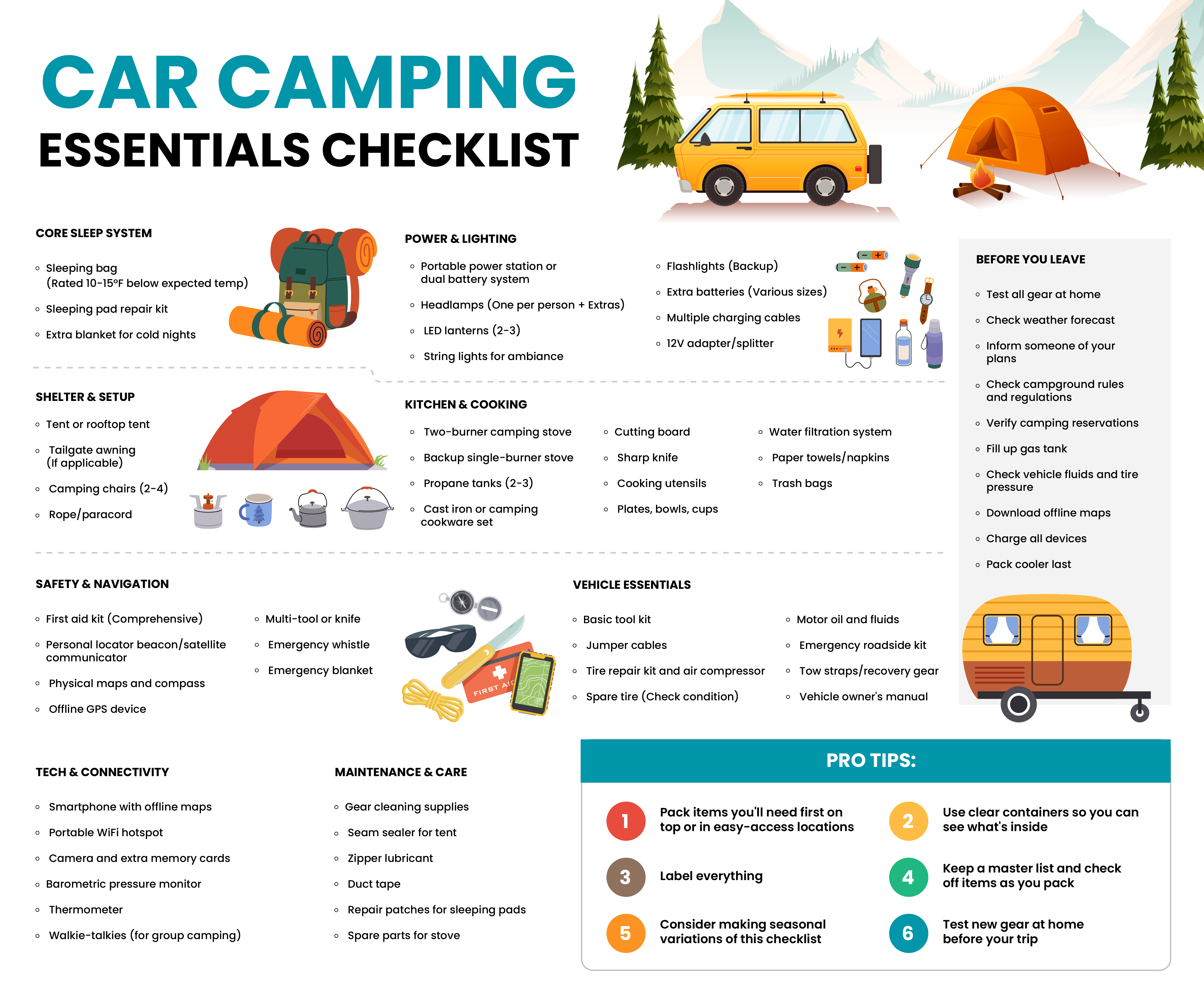 car camping essential gears